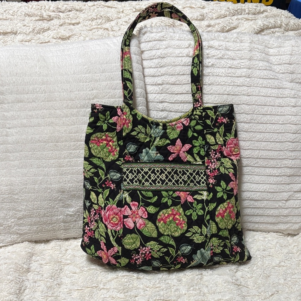 Vera Bradley Shoulder Tote Bag Botanica jungle floral vintage Y2K green black